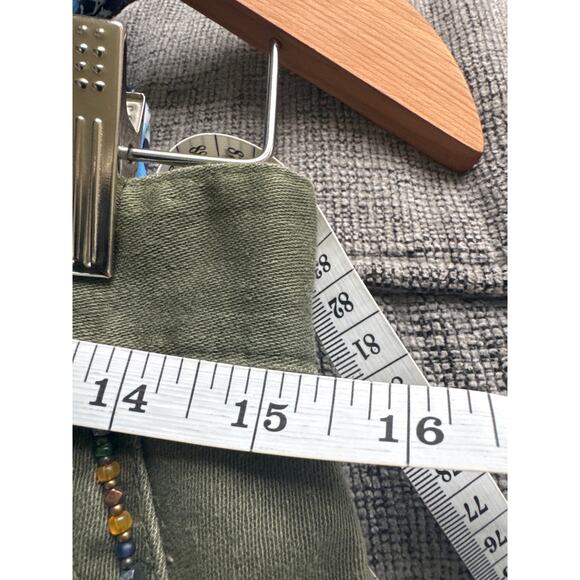 Linne by Gunda Japanese Denim Army Green Midi Skirt Embellished Mickey Women 30" - Picture 9 of 11